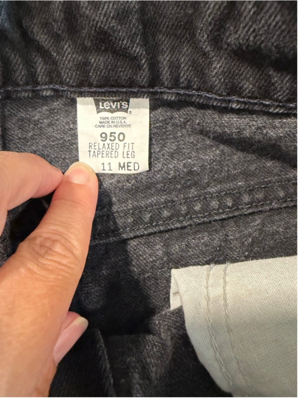 Levi’s 950 vintage 90s orange tag black wash relaxed tapered women’s size 11 - Picture 8 of 11